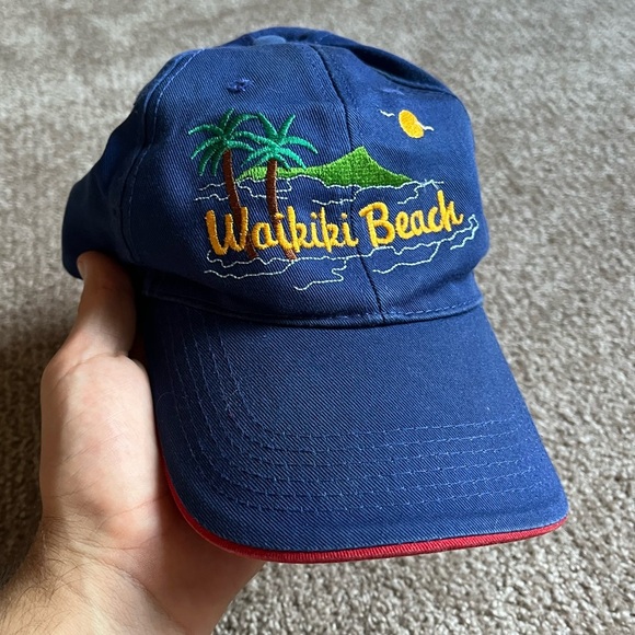 VTG 90’s Waikiki Beach Hawaii Blue Cap - Picture 3 of 4